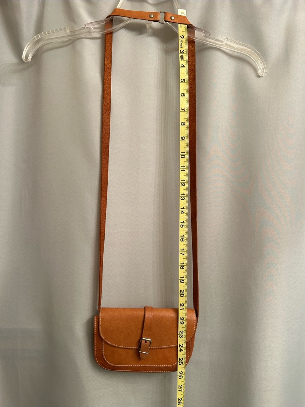 Small, Classic Tan Leather Crossbody Bag